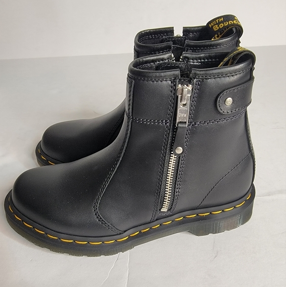 Dr. Martens Shoes - Dr Martens 2976 Twin Zip Combat Boots Sz 7 Black Double Zip Black Chunky NEW